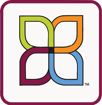 A square logo with four colors of the same color.